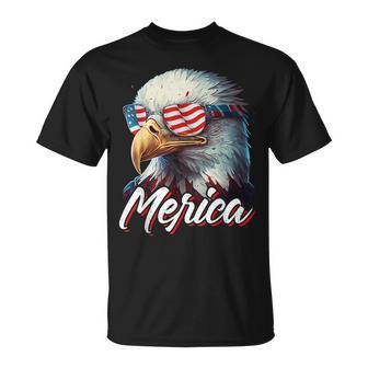 Merica Patriotic American Bald Eagle Funny 4Th Of July Unisex T-Shirt | Mazezy