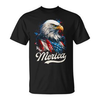 Merica Patriotic Eagle Freedom 4Th Of July Usa American Flag Unisex T-Shirt | Mazezy