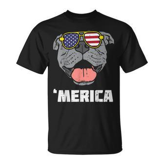 Merica Pitbull Pit American Usa Flag 4Th Of July Fourth Dog Unisex T-Shirt | Mazezy