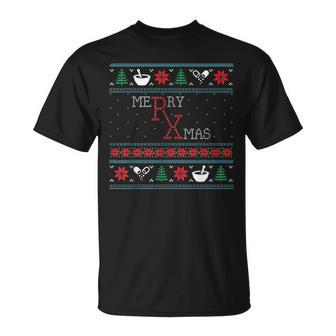 Merry Xmas Pharmacist Ugly Christmas Sweater Pharmacy Tech T-Shirt - Monsterry CA