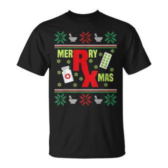 Merry Xmas Pharmacy Tech Pharmacist Ugly Christmas Sweater T-Shirt - Monsterry CA