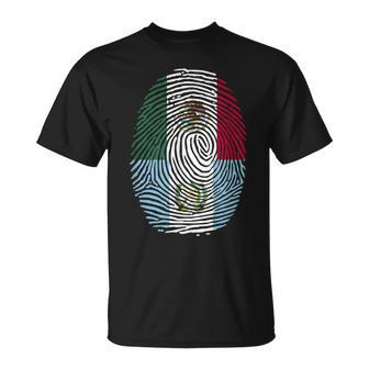 Mexico & Guatemala Fingerprint Half Mexican Guatemalan Roots T-Shirt | Mazezy UK