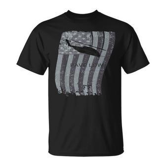 Mh-53 Pave Low Helicopter Distressed Us Flag T-Shirt | Mazezy