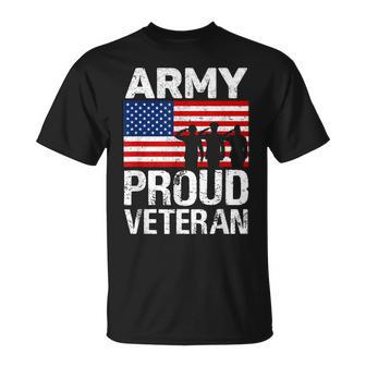 Military Gift Red White Blue Flag Proud Army Veteran Unisex T-Shirt | Mazezy