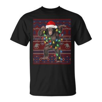 Monkey Christmas Lights Ugly Sweater Goat Lover T-Shirt | Mazezy