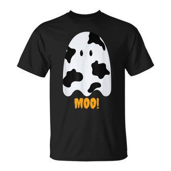 Moo Cute Cow Print Ghost Halloween T-Shirt - Monsterry