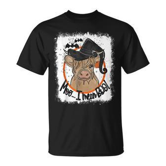 Moo I Mean Boo Ghost Witch Cow Bleached Halloween T-Shirt - Monsterry AU