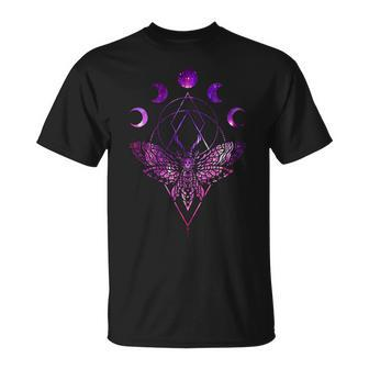 Moon Phase Moth Luna Gothic Wiccan Witchcraft Cottagecore T-Shirt | Mazezy