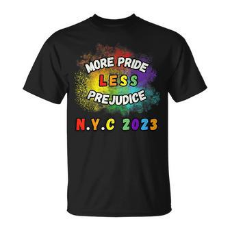 More Pride Less Prejudice Lgbtq Gay Pride Nycnew York 2023 Pride Month Funny Designs Funny Gifts Unisex T-Shirt | Mazezy