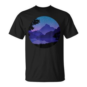 Mountain Silhouette Forest Lake Reflection T-Shirt | Mazezy