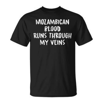 Mozambican Blood Runs Through My Veins Novelty Word T-Shirt - Seseable