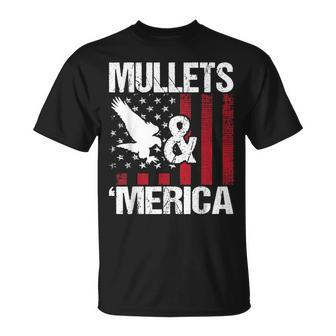Mullets & Merica - Patriotic Us Flag Redneck Mullet Pride Unisex T-Shirt | Mazezy
