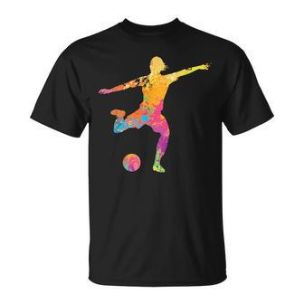 Multicolored Soccer Goal Kick Footbal Player T-Shirt | Mazezy