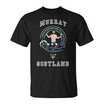 Murray Atholl Tartan Clan Badge Athletic Style Murray Funny Gifts Unisex T-Shirt | Mazezy