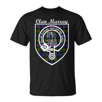 Murray Surname Last Name Scottish Clan Tartan Badge Crest Funny Last Name Designs Funny Gifts Unisex T-Shirt | Mazezy