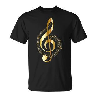 Music Note Gold Treble Clef Musical Symbol For Musicians T-Shirt | Mazezy