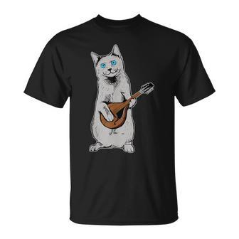 Musician Cat Playing Mandolin Bluegrass T-Shirt | Mazezy