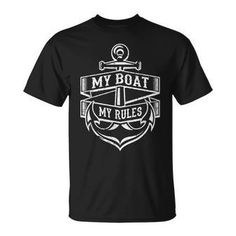 My Boat My Rules Funny Nautical Quote And Anchor Gift Unisex T-Shirt | Mazezy