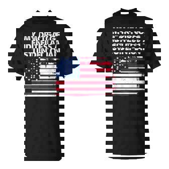 My Mortgage Identifies As A Student Loan American Flag Unisex T-Shirt - Monsterry
