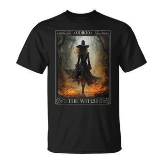 Mystical Witch Tarot Walking In The Forest Halloween Gothic T-Shirt - Seseable
