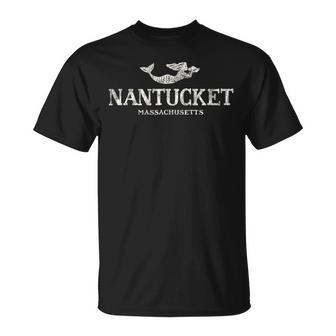 Nantucket Ma Vintage Mermaid & Seashell T-Shirt | Mazezy CA