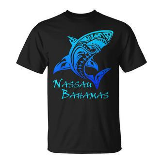 Nassau Bahamas Vintage Retro Tribal Shark Vacation T-Shirt | Mazezy