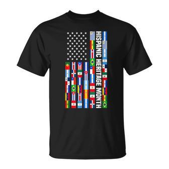 National Hispanic Heritage Month Spanish Countries Usa Flag T-Shirt - Seseable
