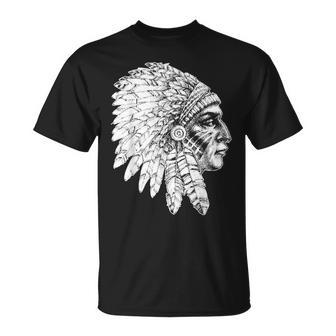 Native American Feather Headdress America Indian Chief Unisex T-Shirt - Monsterry CA