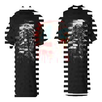Native American Indian Chief American Usa Flag Unisex T-Shirt | Mazezy