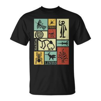 Nazca Lines Peru Geoglyph Monkey Astronaut Spider Retro T-Shirt | Mazezy UK