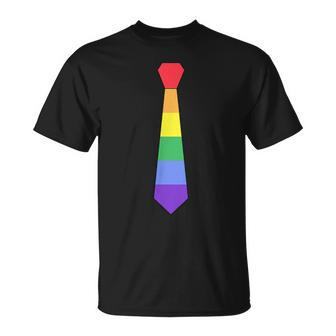 Necktie Suit Tie Tuxedo Gay Pride Flag Color Wedding Unisex T-Shirt | Mazezy