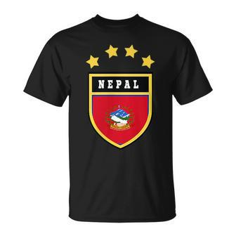 Nepal Pocket Coat Of Arms National Pride Flag Unisex T-Shirt | Mazezy DE