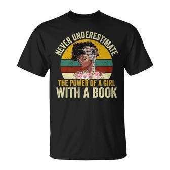 Never Underestimate A Girl With A Book African American Unisex T-Shirt - Seseable