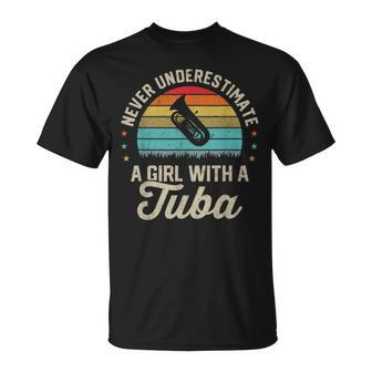 Never Underestimate A Girl With A Tuba Player Marching Band Unisex T-Shirt | Mazezy
