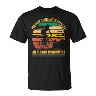 Never Underestimate An Old Guy On A Bicycle For Bike Lovers Unisex T-Shirt - Seseable