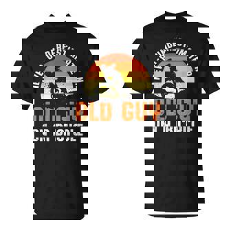 Never Underestimate An Old Guy On A Bicycle Funny Riders Dad Unisex T-Shirt - Seseable