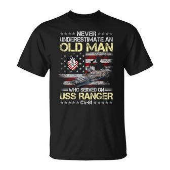 Never Underestimate An Old Man Who Served Onuss Ranger Cv61 Unisex T-Shirt - Seseable