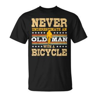 Never Underestimate An Old Man With A Bicycle Gifts Gift For Mens Unisex T-Shirt - Seseable