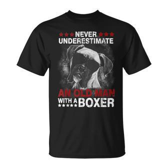 Never Underestimate An Old Man With A Boxer Unisex T-Shirt - Seseable