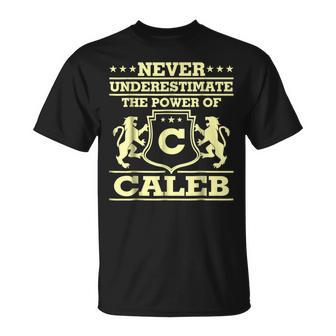 Never Underestimate Caleb Personalized Name Unisex T-Shirt - Seseable