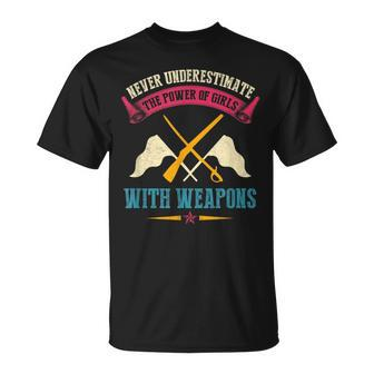 Never Underestimate Power Of Girls With Weapons Color Guard Unisex T-Shirt - Seseable