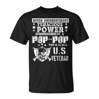 Never Underestimate Tenacious Power Of Us Veteran Poppop Sh Unisex T-Shirt - Seseable