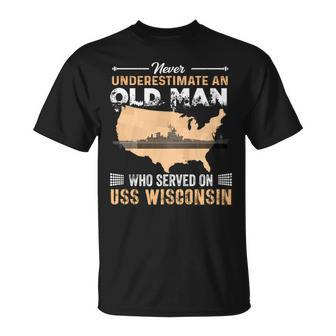 Never Underestimate Uss Wisconsin Bb64 Battleship Unisex T-Shirt - Seseable