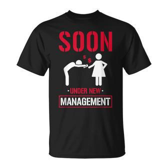Under New Management Bachelor Party Stag Groomsmen Getaway T-Shirt | Mazezy