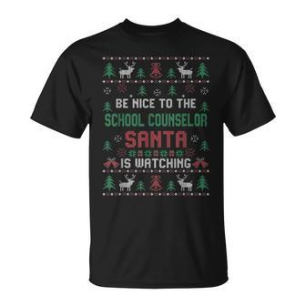 Be Nice To The School Counselor Ugly Christmas Sweaters T-Shirt | Mazezy