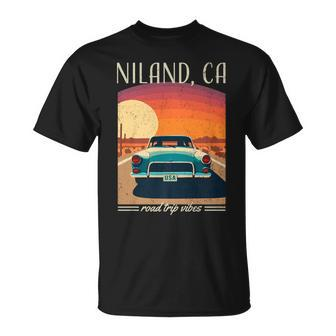 Niland Ca Retro Highway Nostalgic Vintage Car T-Shirt | Mazezy