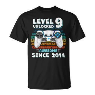 Nine 9Yr Bday Son Boy Funny Gamer 9Th 9 Year Old Birthday Unisex T-Shirt - Seseable