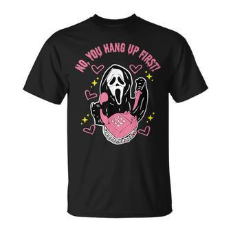 No You First Hang Up Screaming Ghost Calling Halloween T-Shirt - Monsterry DE