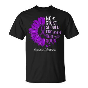 No Story Should End Too Soon Overdose Purple Ribbon T-Shirt - Seseable