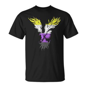 Nonbinary Flag Phoenix Bird Nonbinary Pride Genderqueer Lgbt Unisex T-Shirt | Mazezy